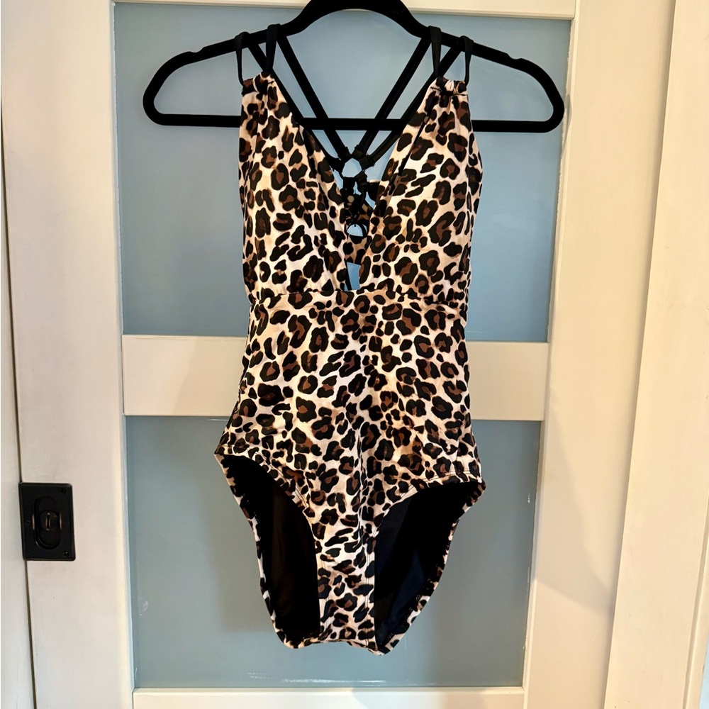 Leopard Print Swimsuit with Strappy Back